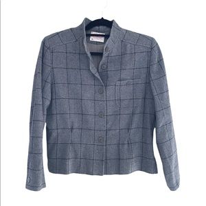 Vintage Pendleton Petite Wool Grey Black Plaid Button Down Jacket Size 12